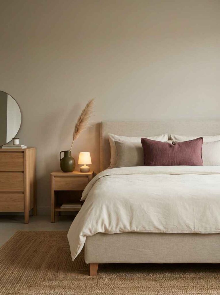  A neutral bedroom with warm greige walls 