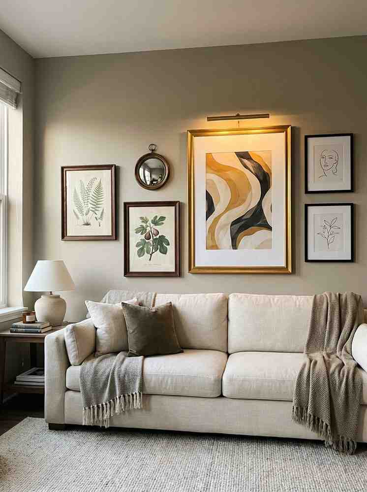Apartment living room gallery wall 202606281748