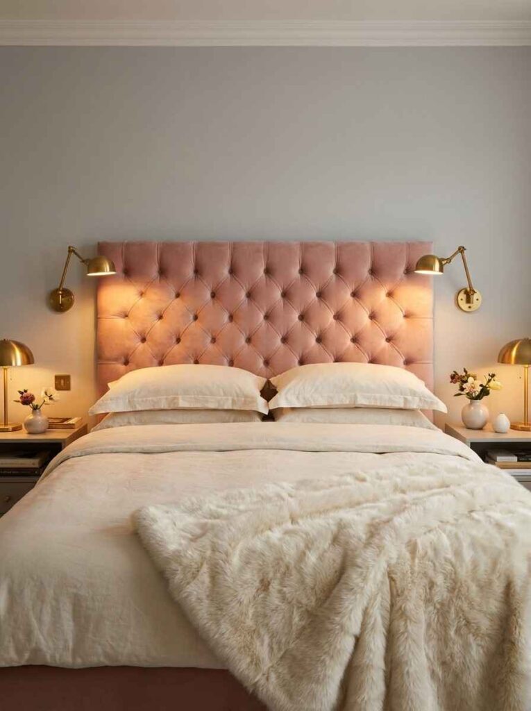 Blush pink headboard grey wall 202606271402