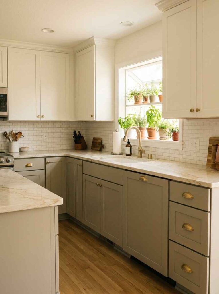 moody dark kitchen Iron Ore cabinets luxury design
