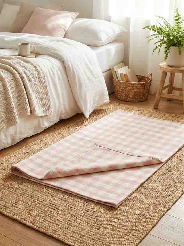 Checkered rug over jute rug 202606271402
