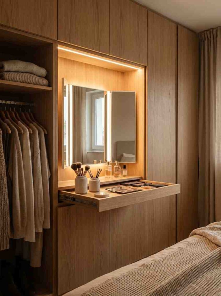 21 Small Bedroom Ideas 2026 Small bedroom ideas with wardrobes: built-in dressing table combo