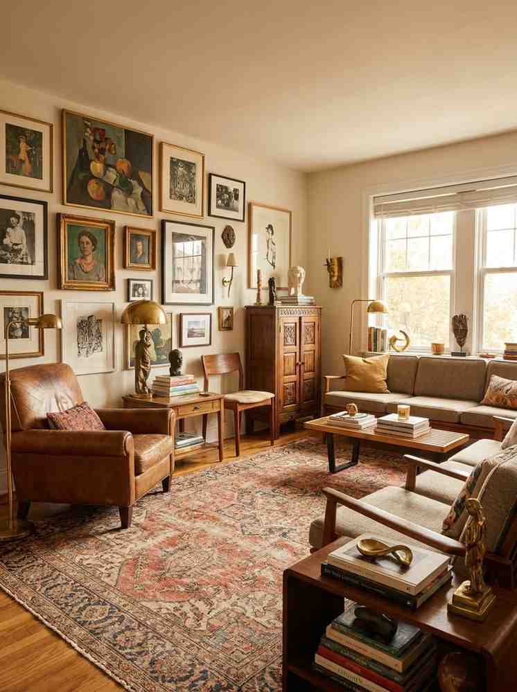 22 Living Room Ideas 2026 Eclectic collected living room with gallery wall