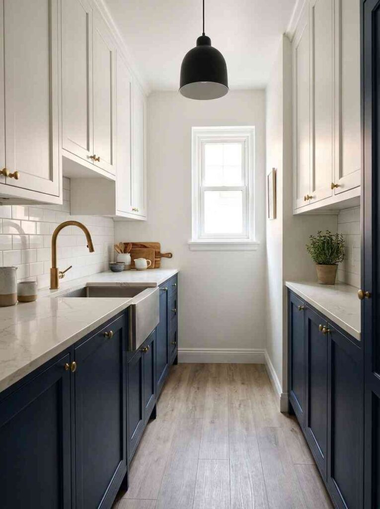 Elegant apartment kitchen navy blue 202606291441