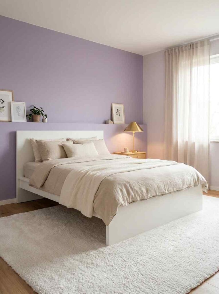 Girls bedroom with lavender wall 202606271357