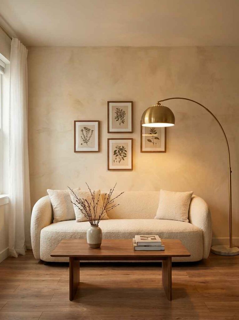 Living room accent wall boucl 202606281748