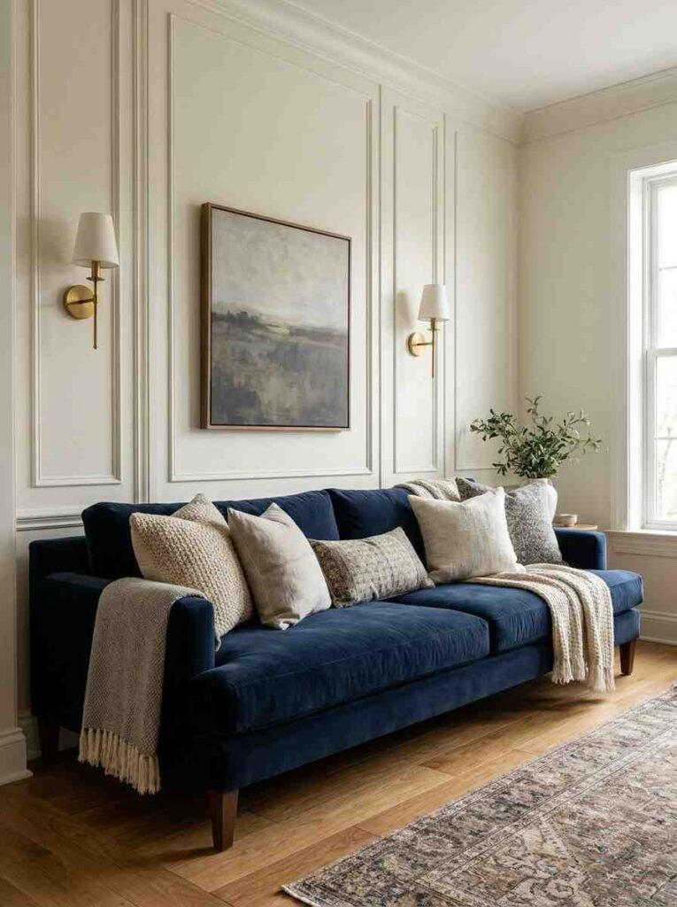 22 Living Room Ideas 2026 Textured panel moulding accent wall in living room