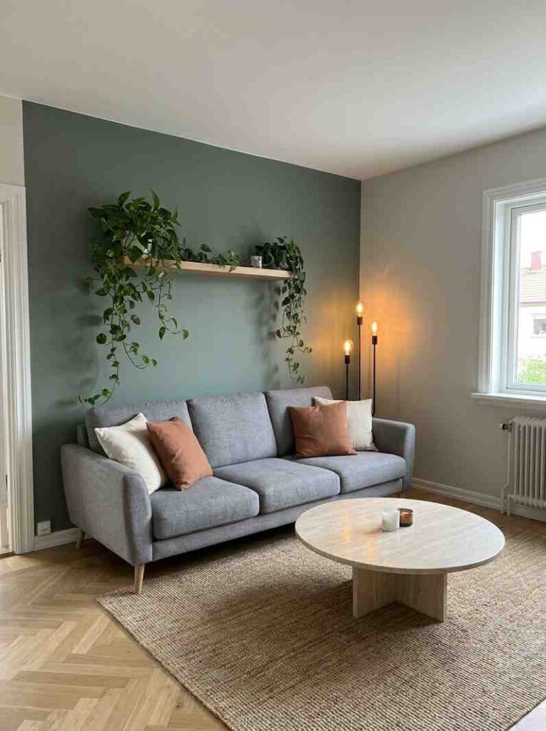 Living room with sage green 202606242321