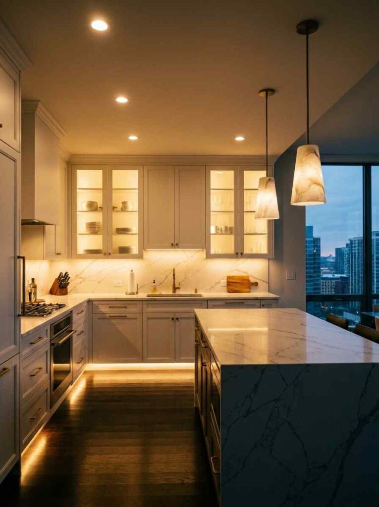 hidden pantry pocket doors minimalist kitchen ideas
