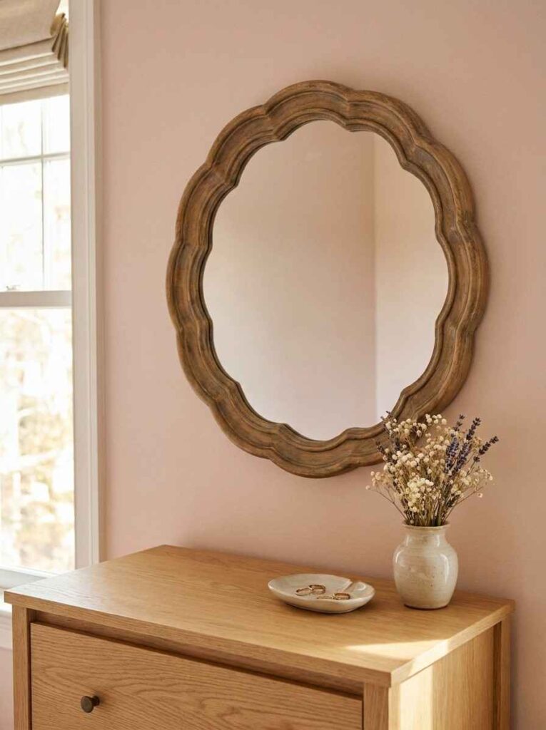 Mirror hanging above dresser 202606271357
