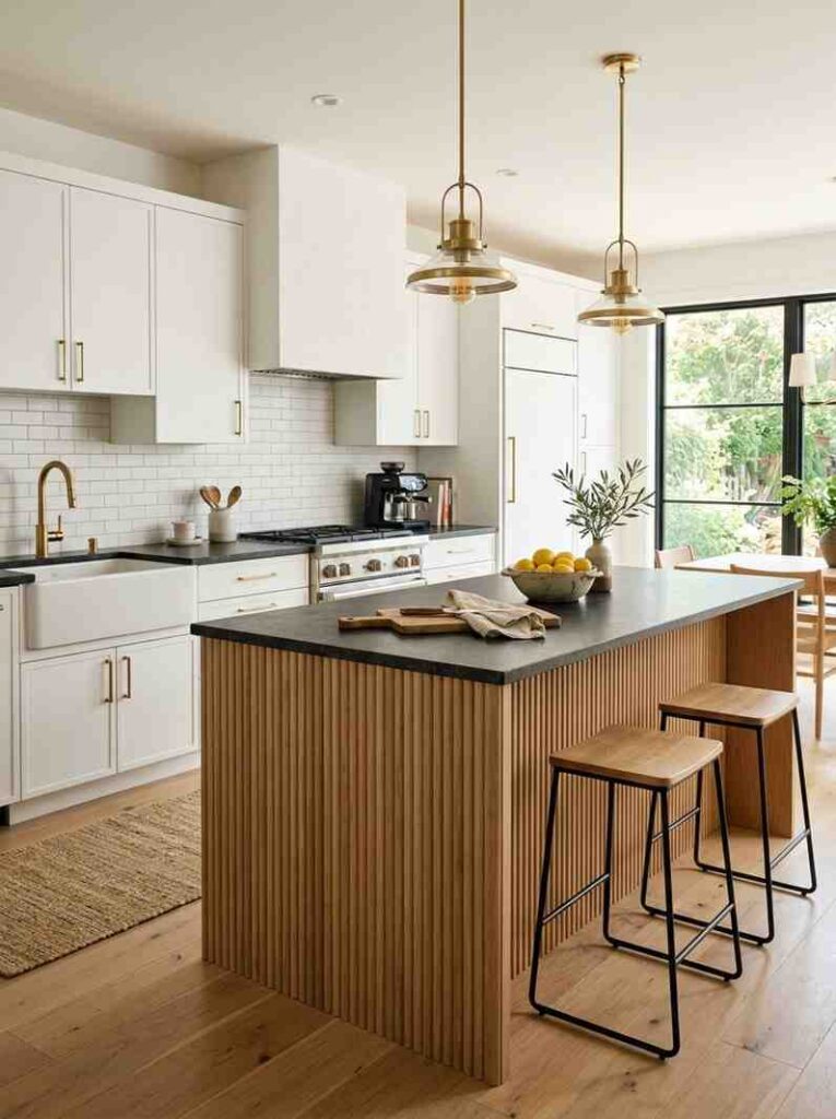 fluted wood cabinet fronts luxury kitchen decor ideas
