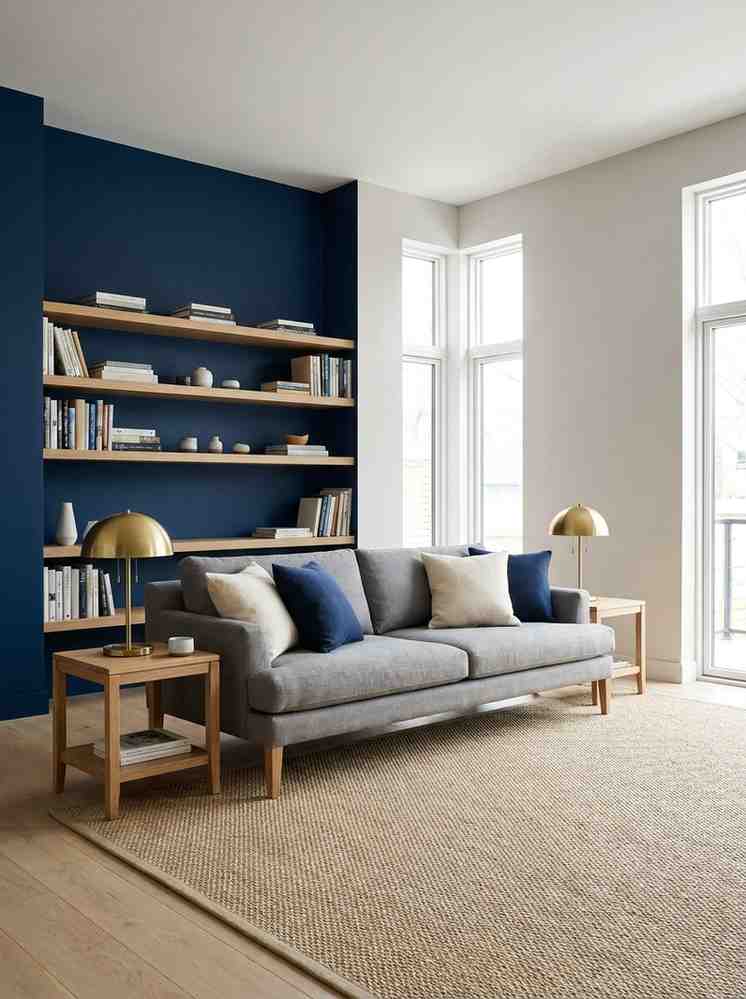 Modern living room navy accent 202606242321