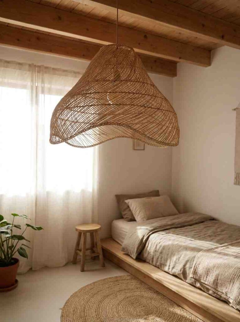Rattan pendant light girls bedroom 202606271402