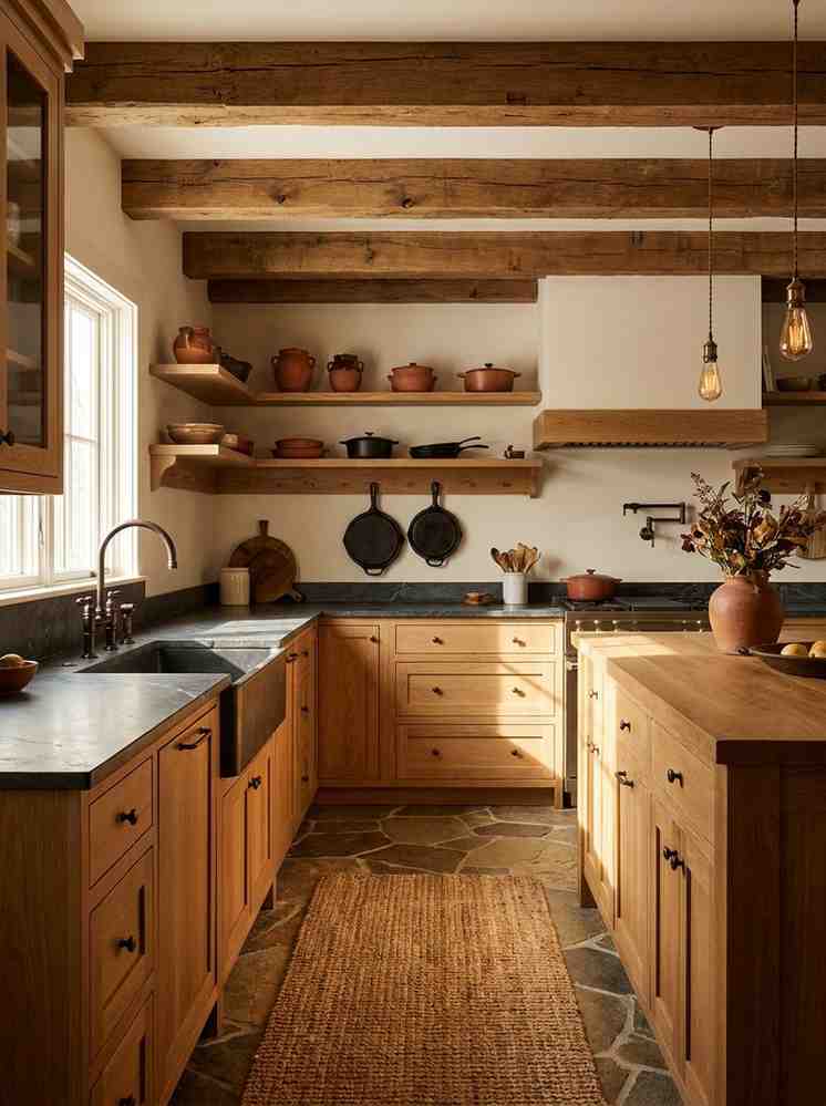 Kitchen Design Ideas 2026 Modern rustic luxury kitchen.