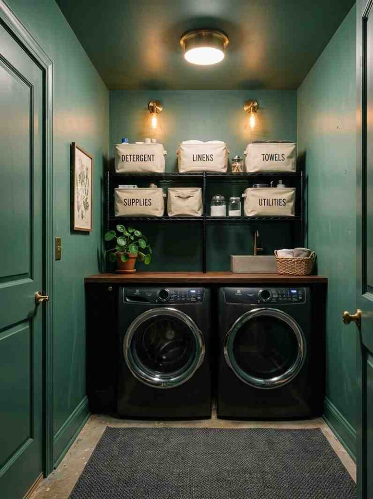 Basement laundry room jade green 202607162305