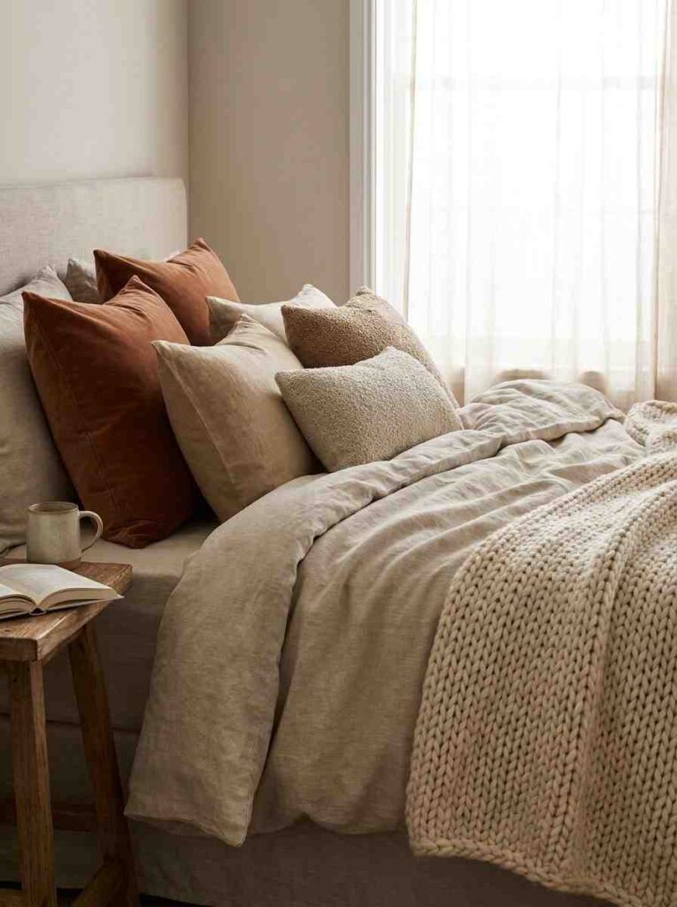 Bed with linen duvet pillows 202607051855