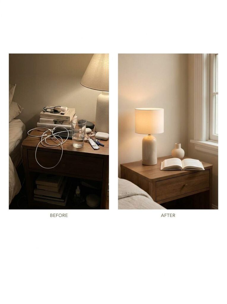 Bedroom nightstand before after 202607051855