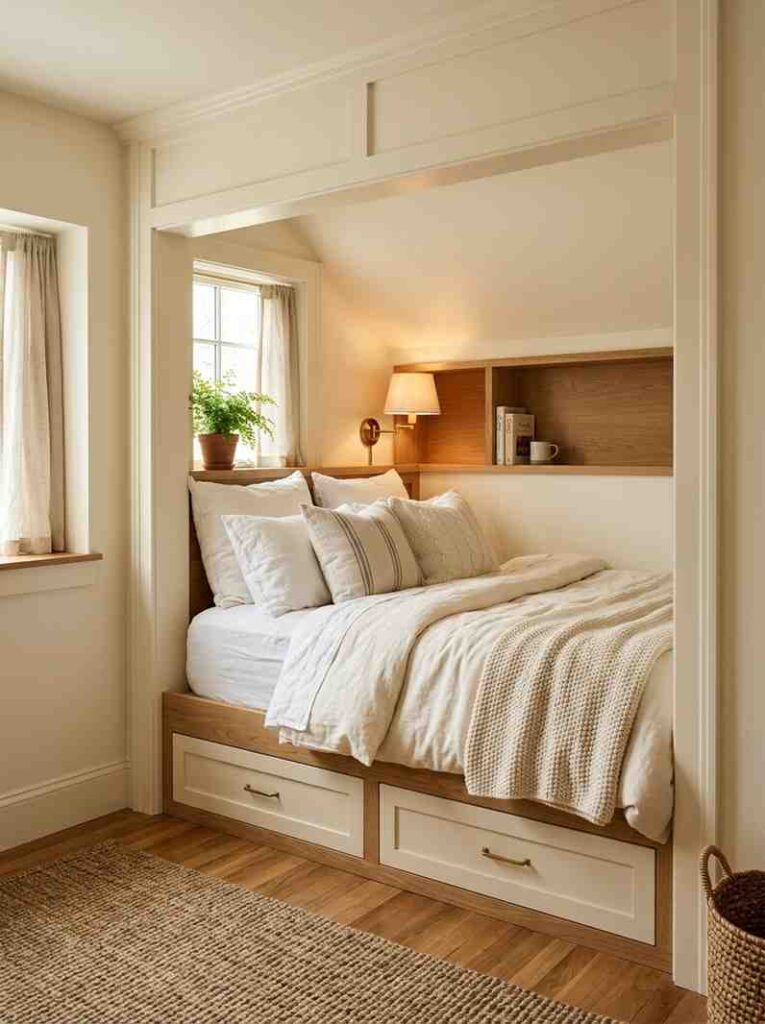 Built in nook bed guest bedroom 202607022331