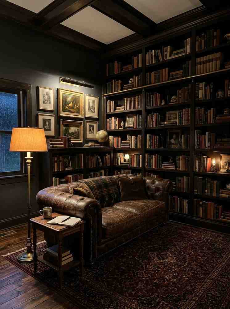 Dark academia living room interi 202607231617