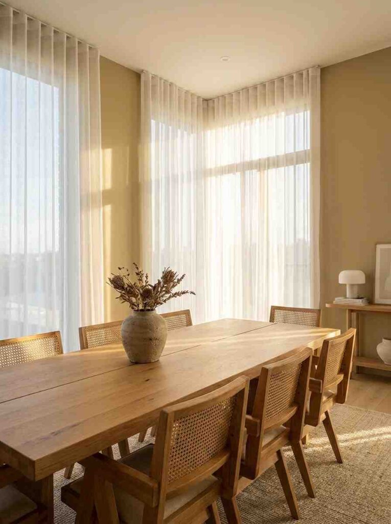 Dining room with wood table 202607090057