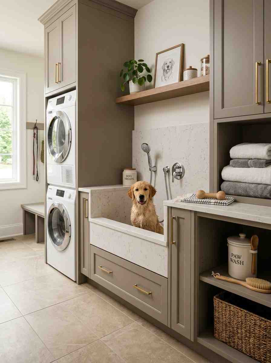 Elegant laundry room dog tub 202607160005