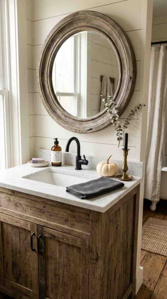 Farmhouse bathroom vanity styling 202607210949