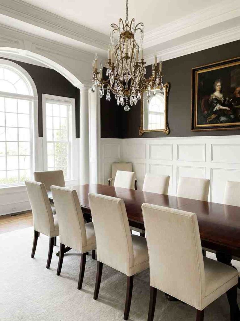 Formal dining room with dark 202607090057