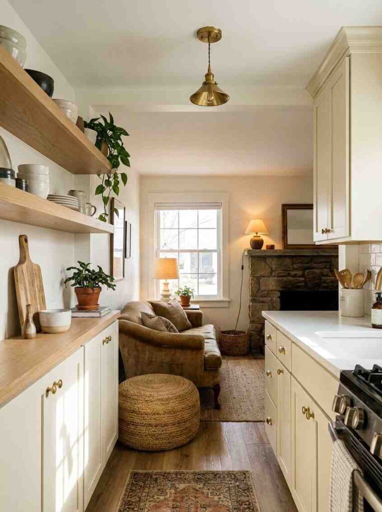 Open cozy Kitchen Living Room Ideas