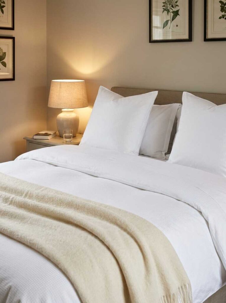 Guest bedroom bed white bedding 202607022322