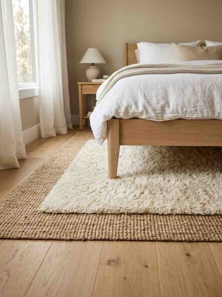 Guest bedroom floor detail rug 202607022331