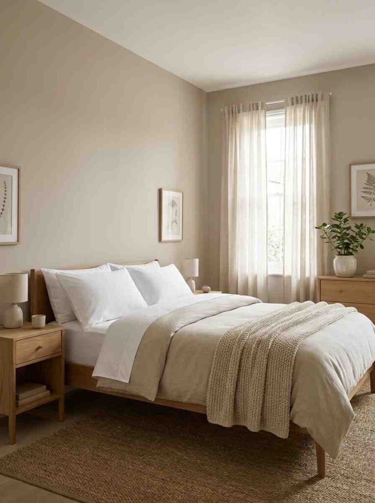 Guest bedroom with neutral walls 202607022321