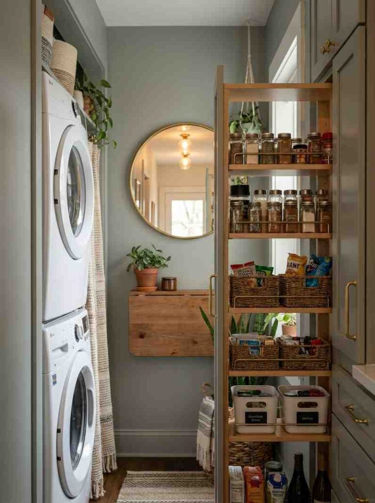 Hallway laundry alcove with pantry 202607131339