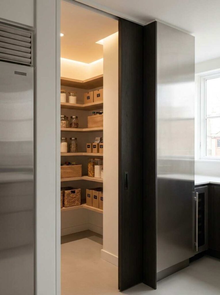 Hidden pantry beside refrigerator 202607121554