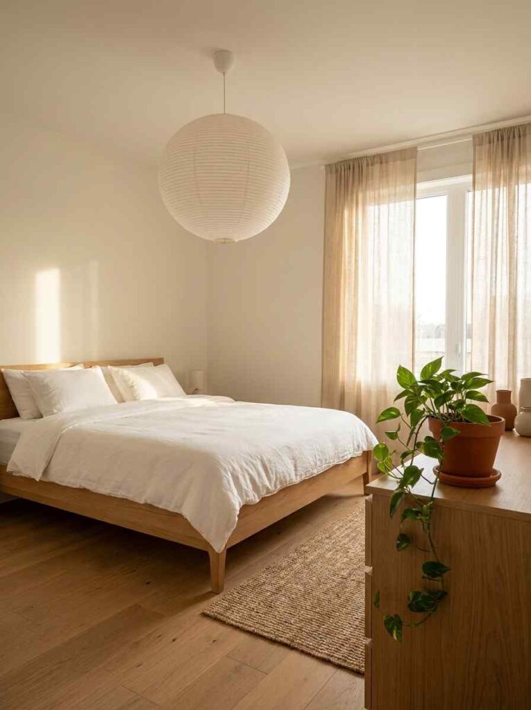 Japandi guest bedroom with oak 202607022323