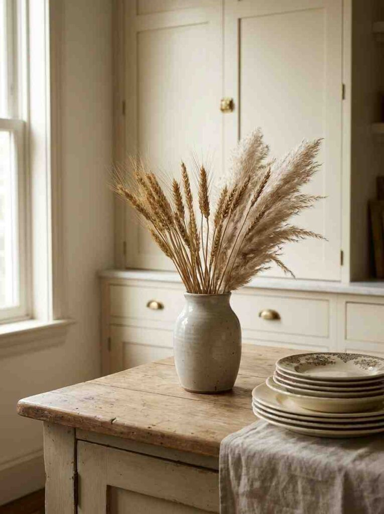 Kitchen counter with vase plates 202607071158