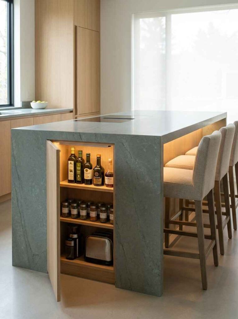 Kitchen island with pantry 202607121554