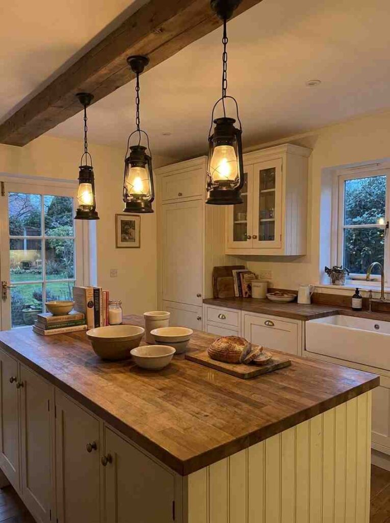 Kitchen island with pendant lights 202607071158