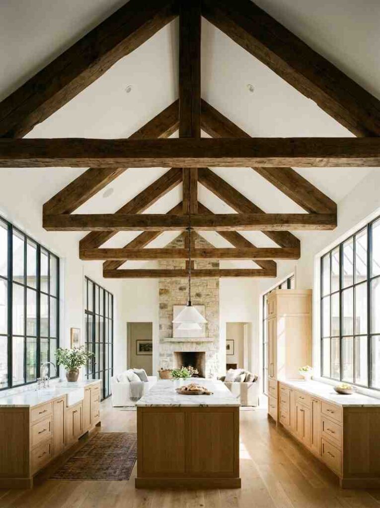 Kitchen living room wood beam 202607041759