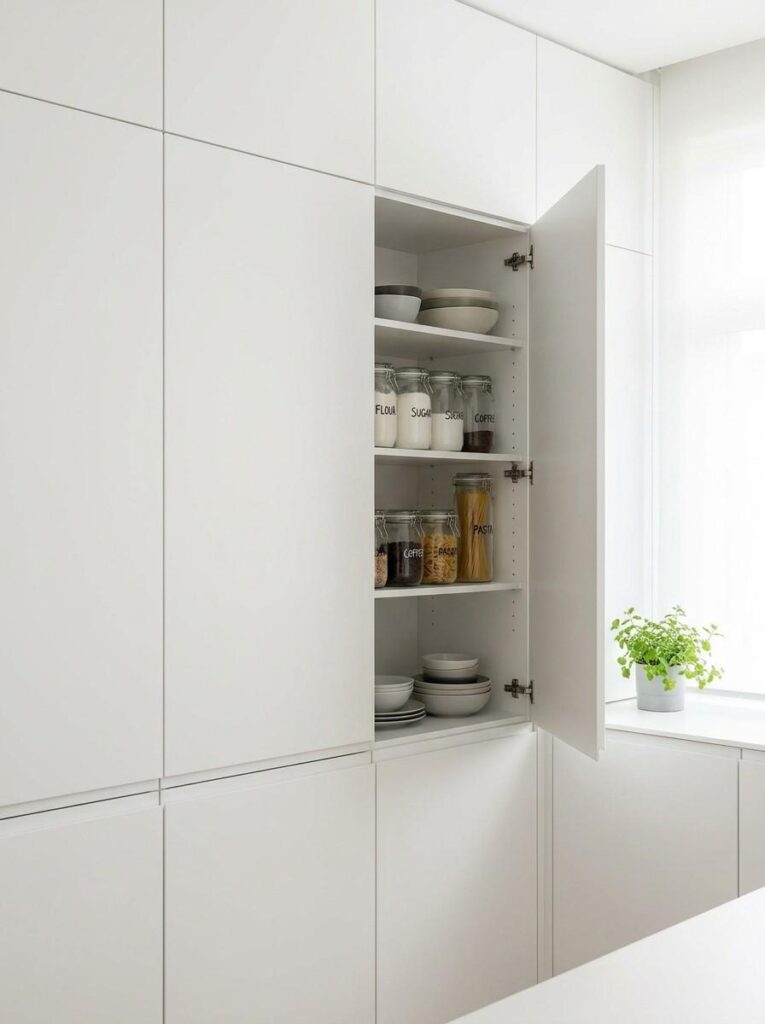 Kitchen wall with pantry door 202607111410