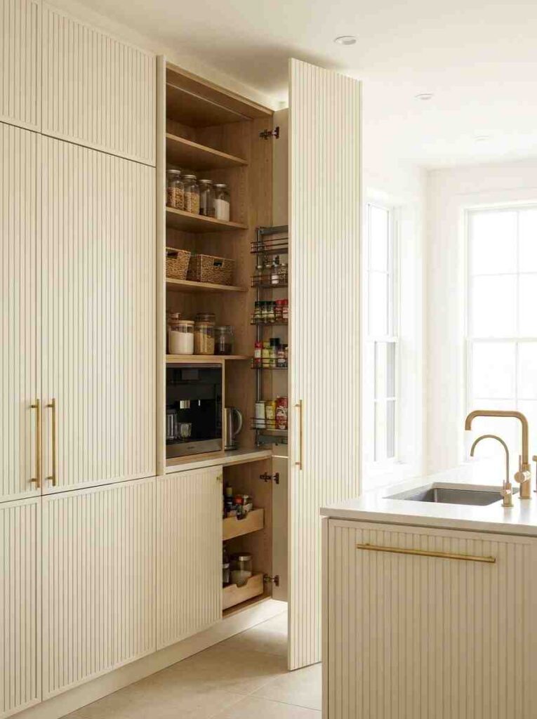 Kitchen with fluted cream cabinetry 202607121554