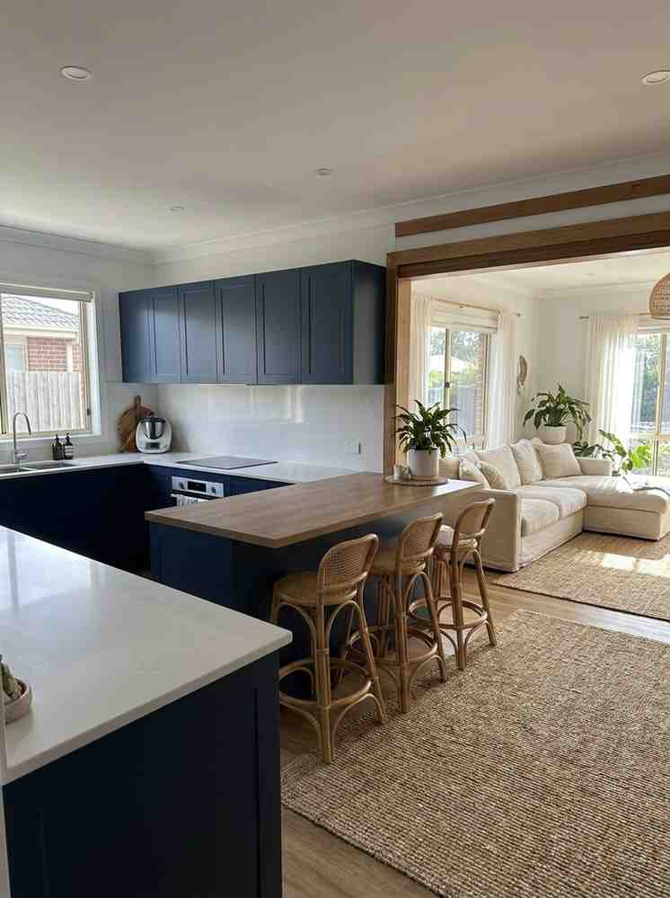 22 Open Kitchen Living Room Ideas in blue theme