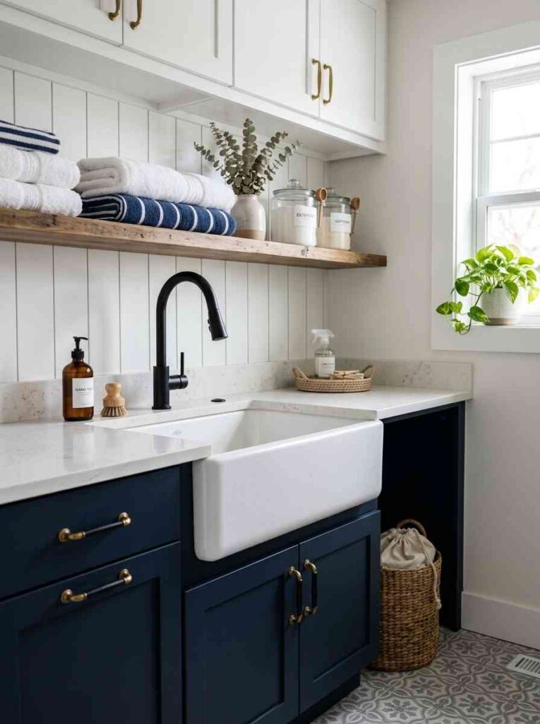 Laundry Room Makeover Ideas blue theme