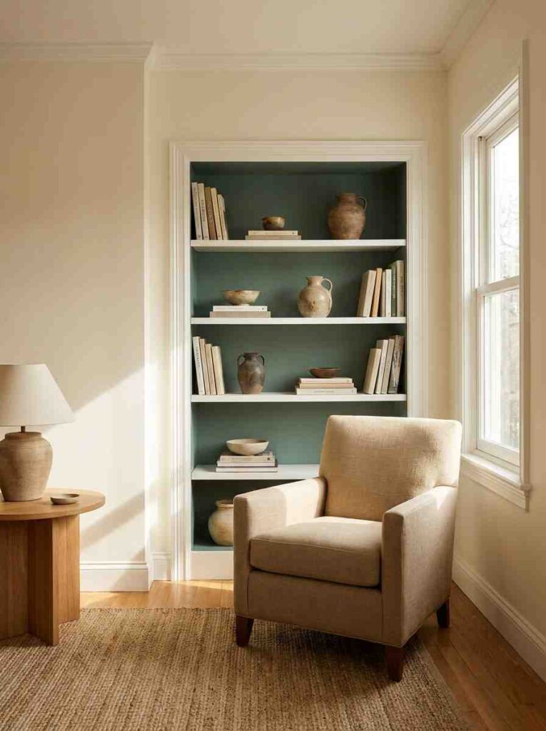Living room bookshelf with books 202607032235