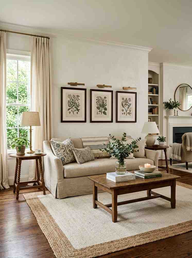 Living room with linen sofa 202607231617