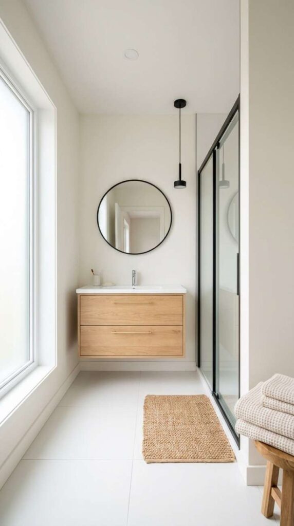 Minimalist bathroom with oak vanity 202607191542