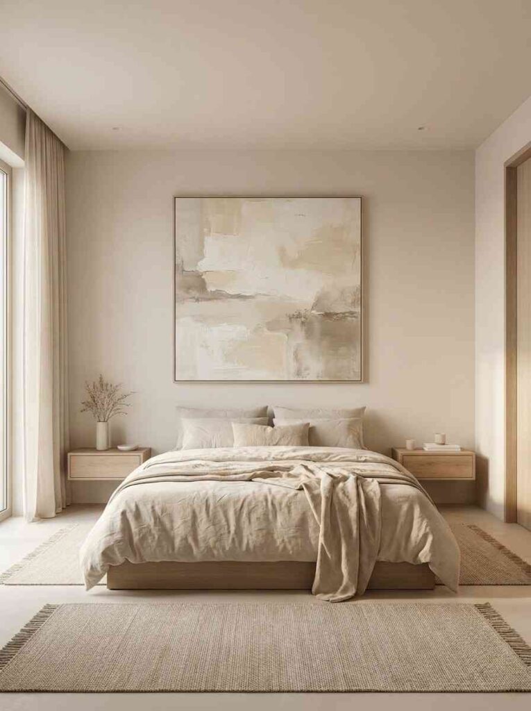 Minimalist bedroom with abstract 202607062310