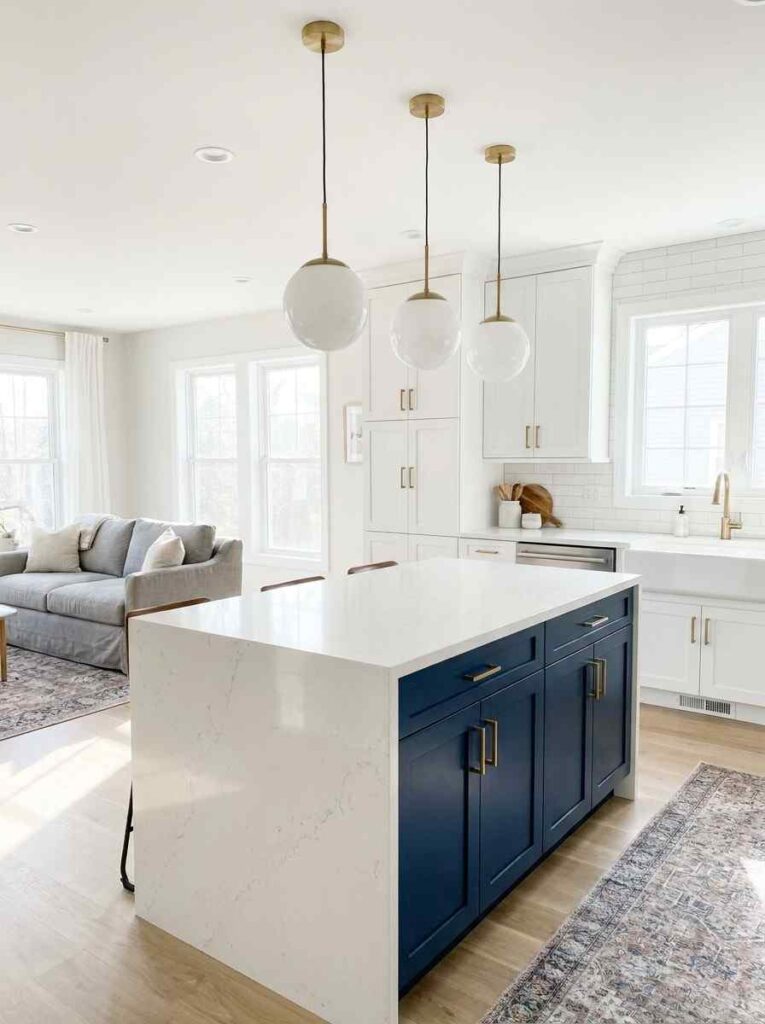 Open Concept Kitchen Remodel Idea in white theme