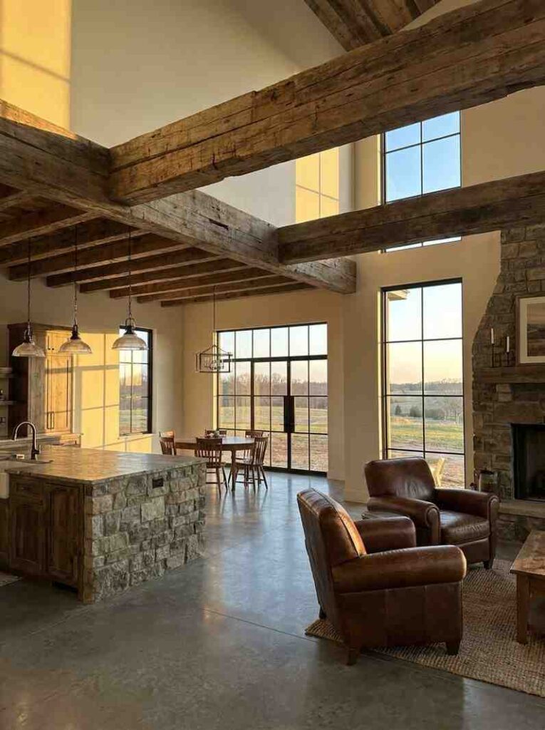 Open kitchen living room rustic 202607052113