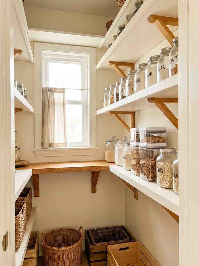 Pantry closet with shelves 202607101816