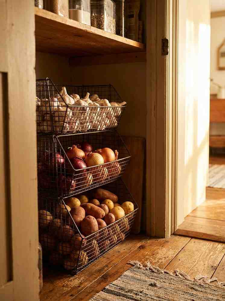 Pantry closet with wire baskets 202607091957